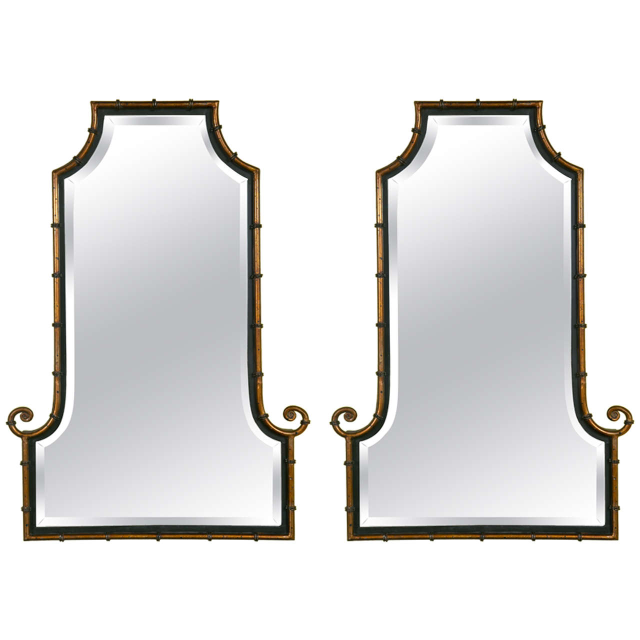 Pair of Vintage Faux Bamboo Style Mirrors