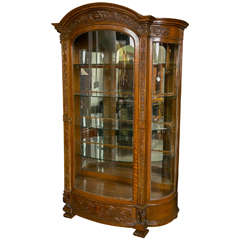 Antique Horner Brothers Victorian Curved Glass China Cabinet