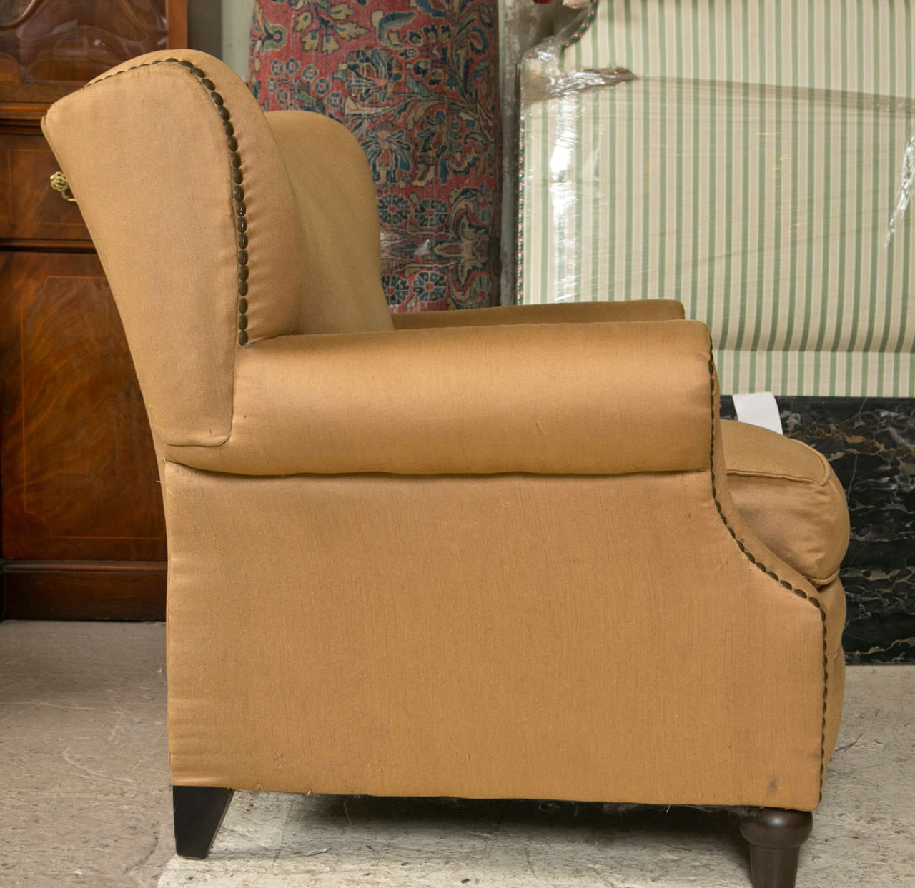 American Pair of Overstuffed Oversized Arm Lounge Chairs
