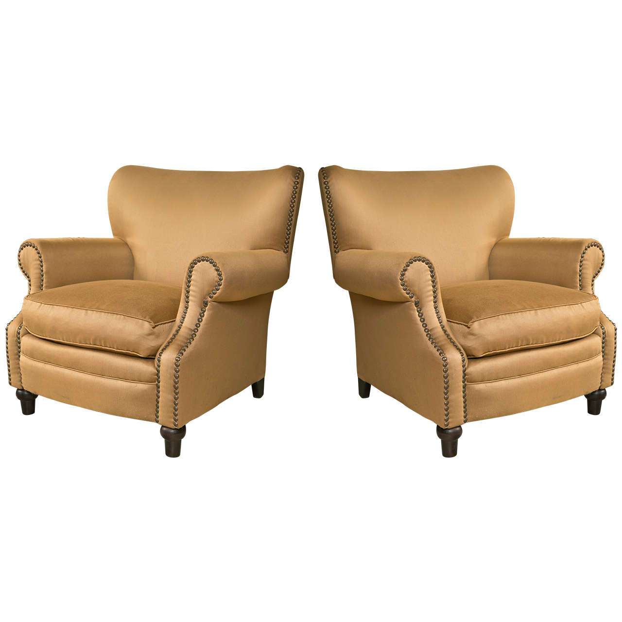 Pair of Overstuffed Oversized Arm Lounge Chairs