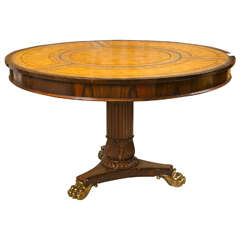 Leather Top Empire Style Rosewood Centre Table