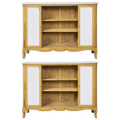 Vintage Pair of Maison Jansen Bookcases with Mirror Panels