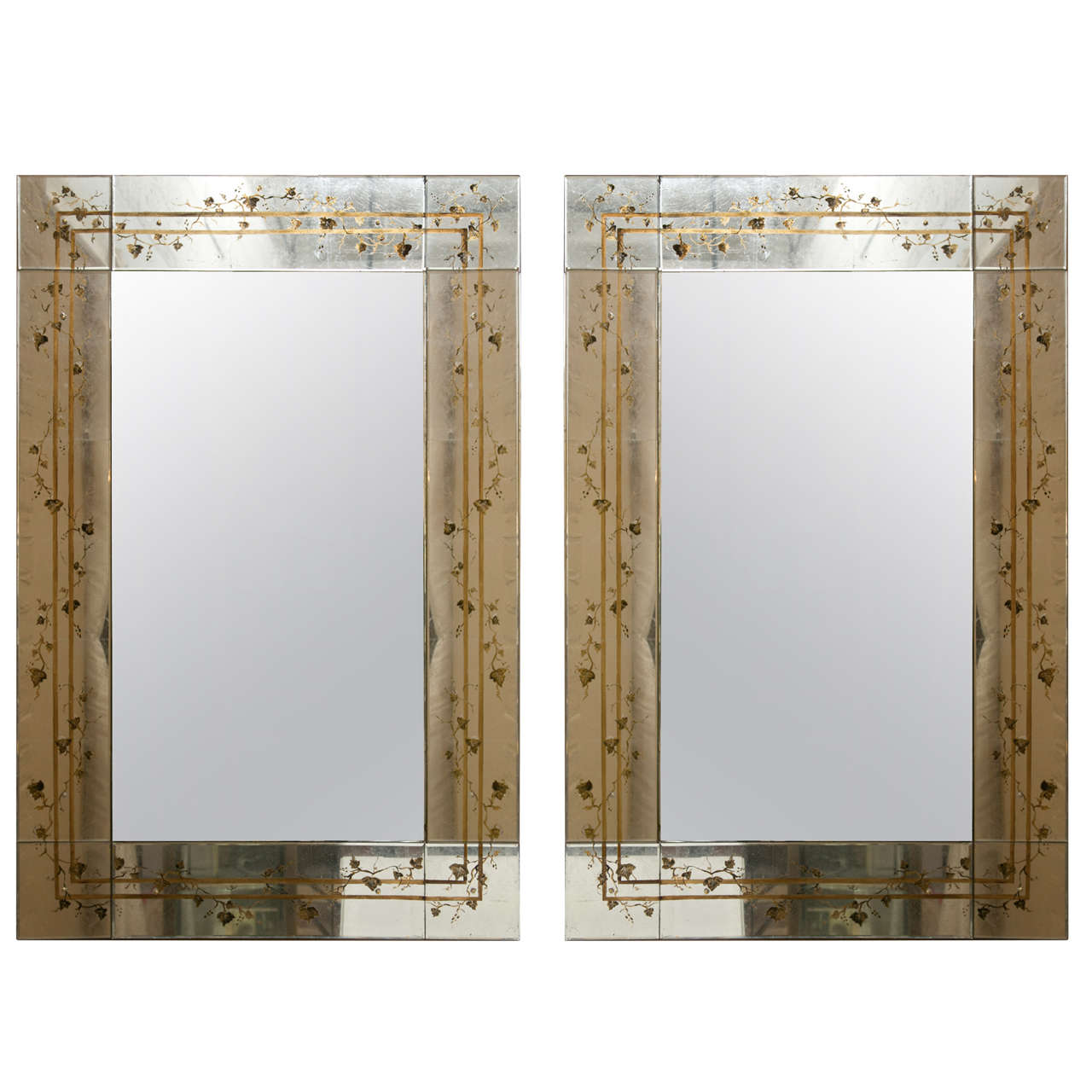Pair of Maison Jansen Verne Eglomise Mirrors
