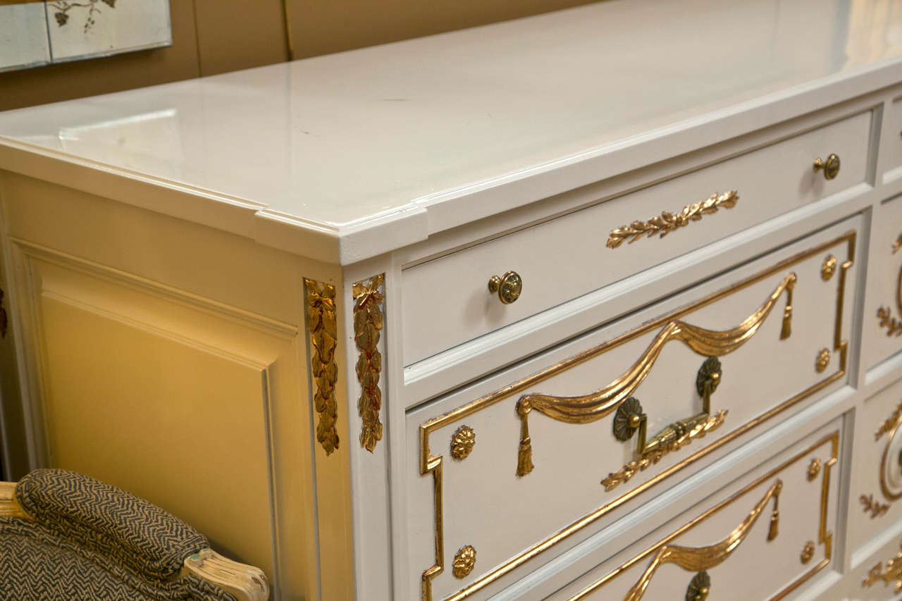 White and Gilded Double Commode Attributed to Maison Jansen