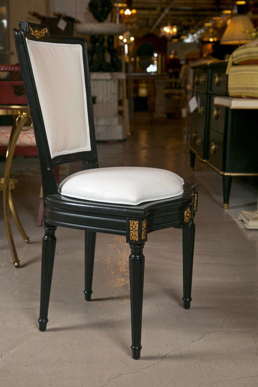Mid-20th Century Set of Eight Louis XVI Style Ebonized Chairs, Manner of Jansen
