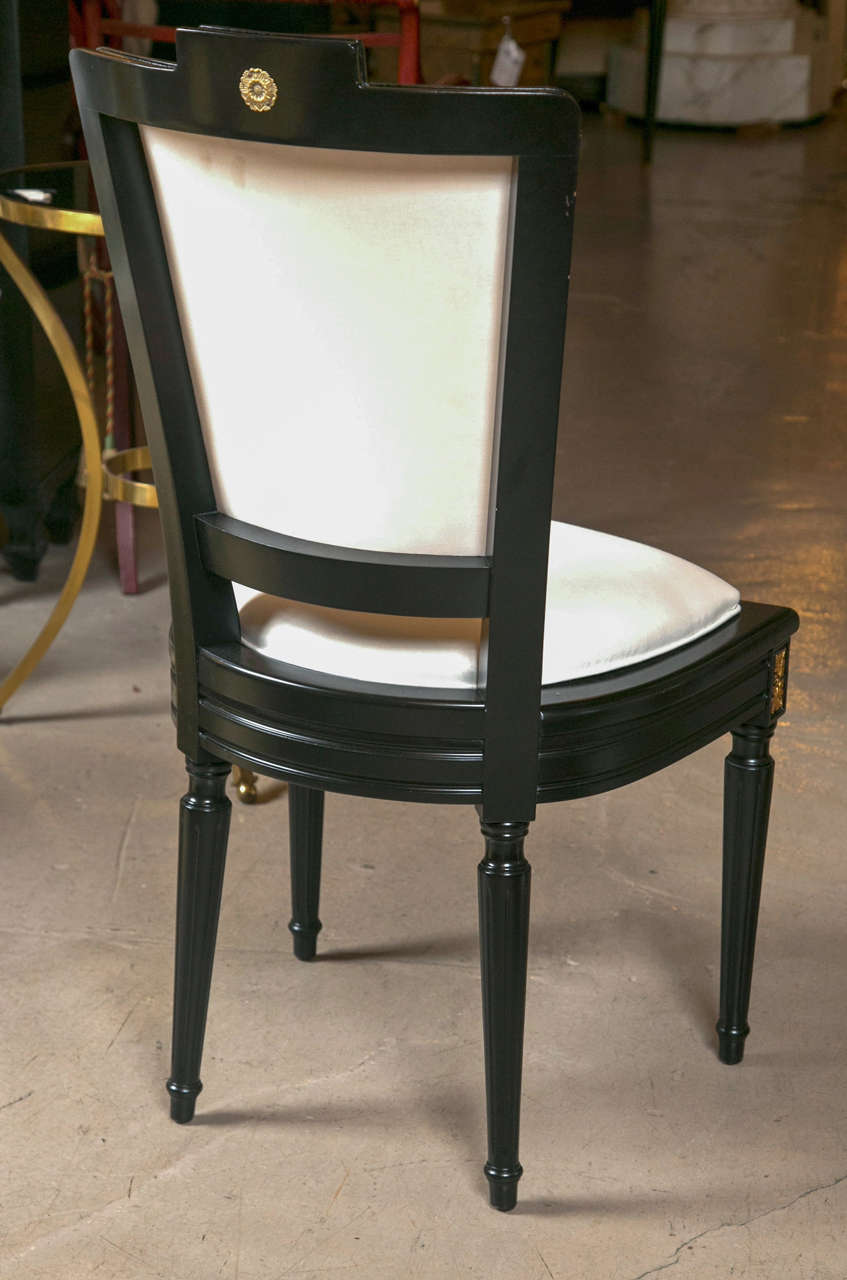 Set of Eight Louis XVI Style Ebonized Chairs, Manner of Jansen 2