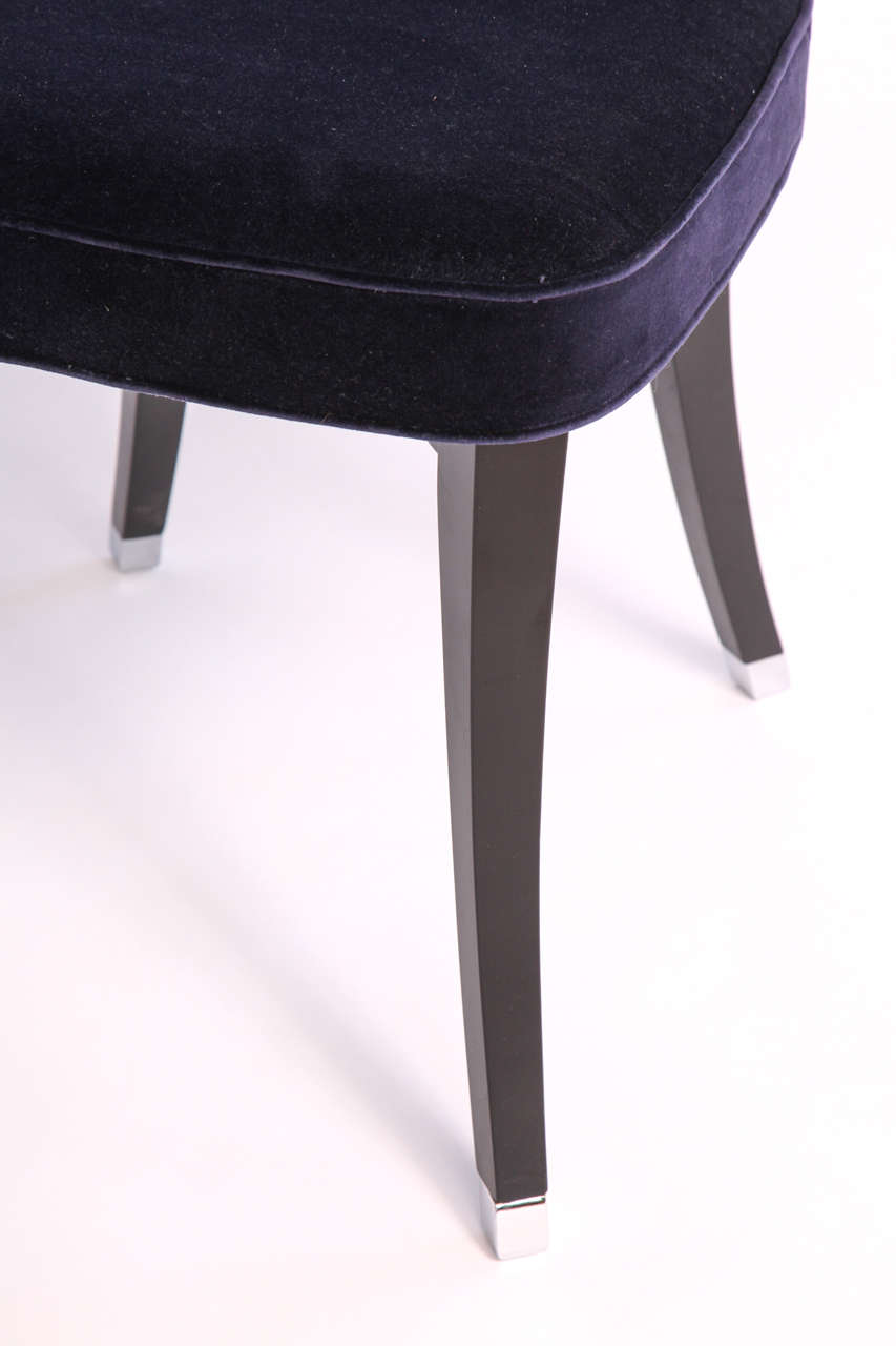 20th Century Sapphire Velvet Oval Back Side Chair Designed by Jean-Charles de Castelbajac For Sale