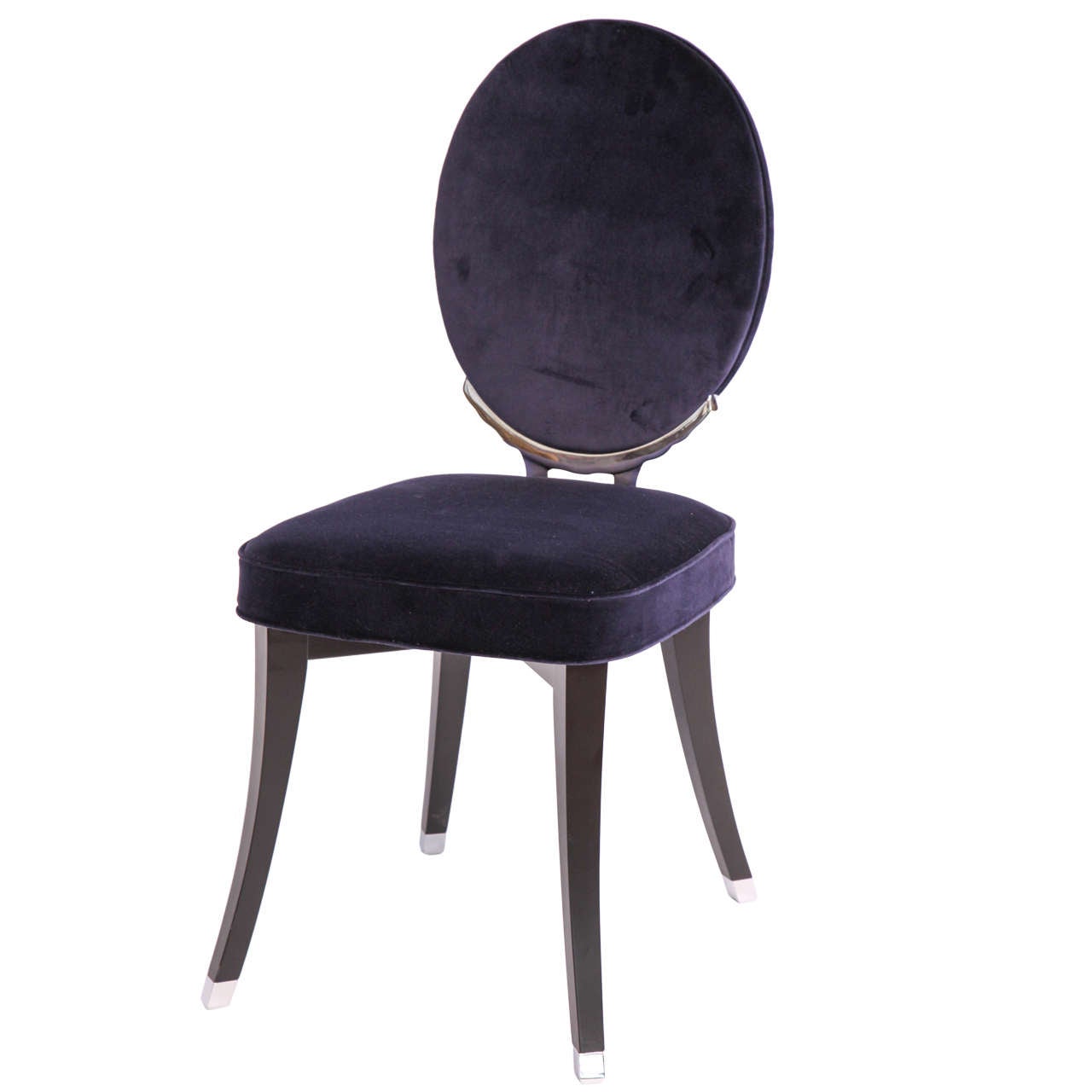 Sapphire Velvet Oval Back Side Chair Designed by Jean-Charles de Castelbajac For Sale