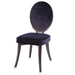 Sapphire Velvet Oval Back Side Chair Designed by Jean-Charles de Castelbajac