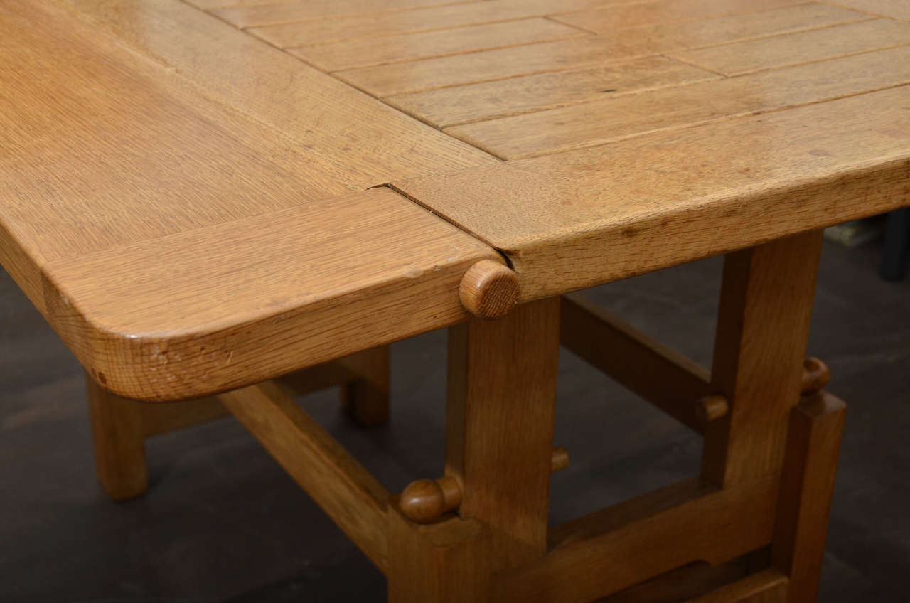 Mid-20th Century Adjustable Oak Table by Guillerme et Chambron