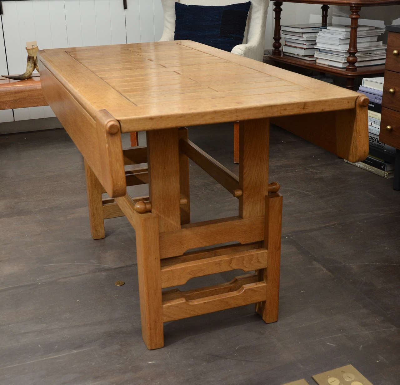 Adjustable Oak Table by Guillerme et Chambron 2