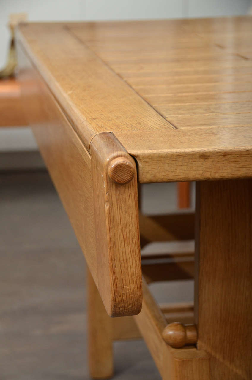 Adjustable Oak Table by Guillerme et Chambron 3