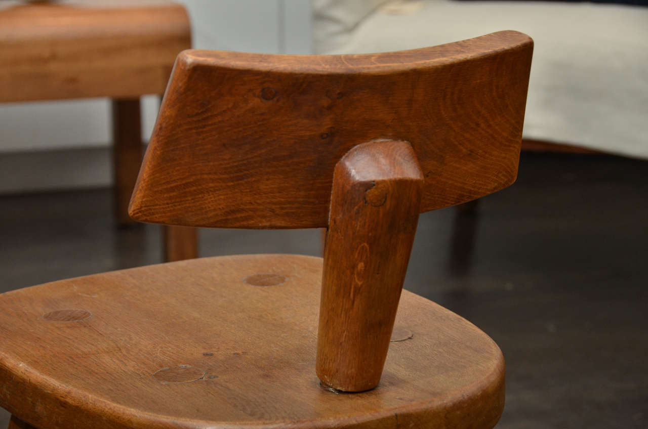 20th Century Oak Stool with Back Rest