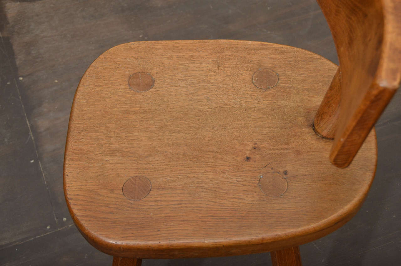 Oak Stool with Back Rest 1