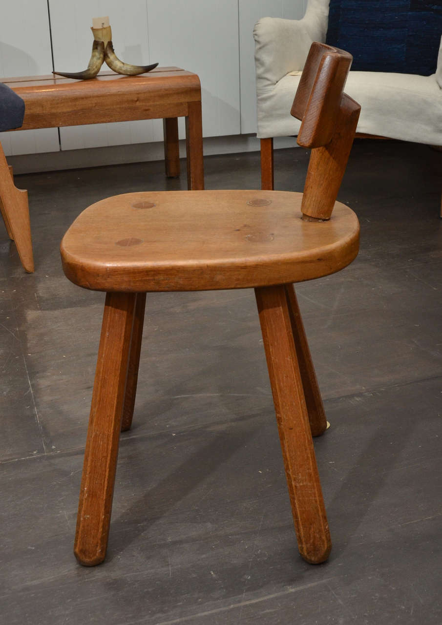 Oak Stool with Back Rest 2