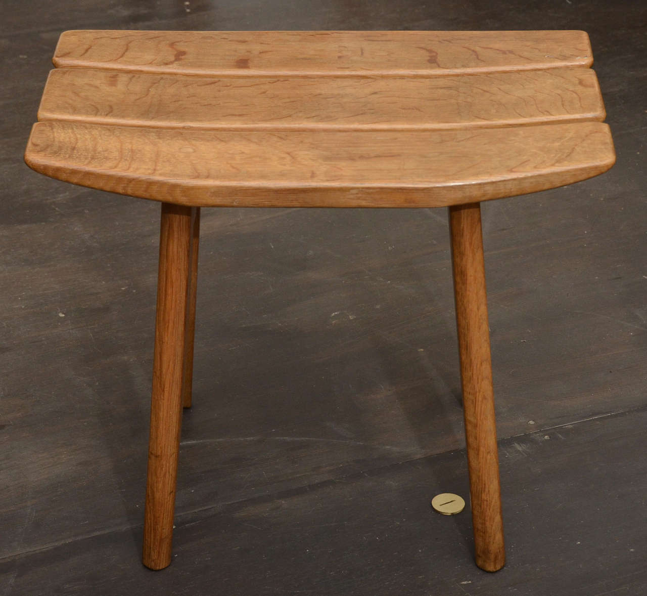 Oak stool with slatted seat by Guillerme et Chambron.