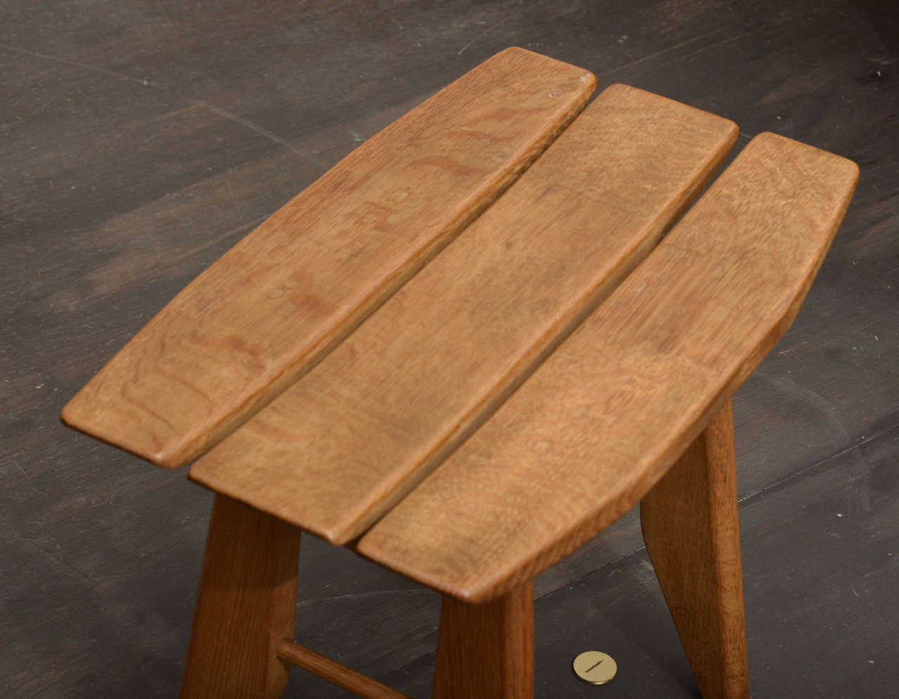 Oak Stool by Guillerme et Chambron In Excellent Condition In New York City, NY
