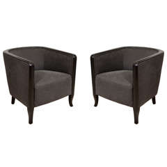 Ebonized Upholstered Tub Chairs