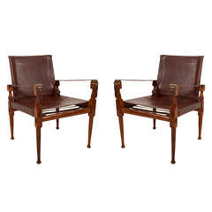 Leather and Wood Safari Chairs Leather and Wood Safari Chairs