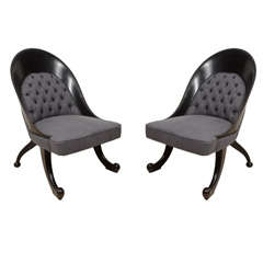Pair of Ebonized Klismos Chairs