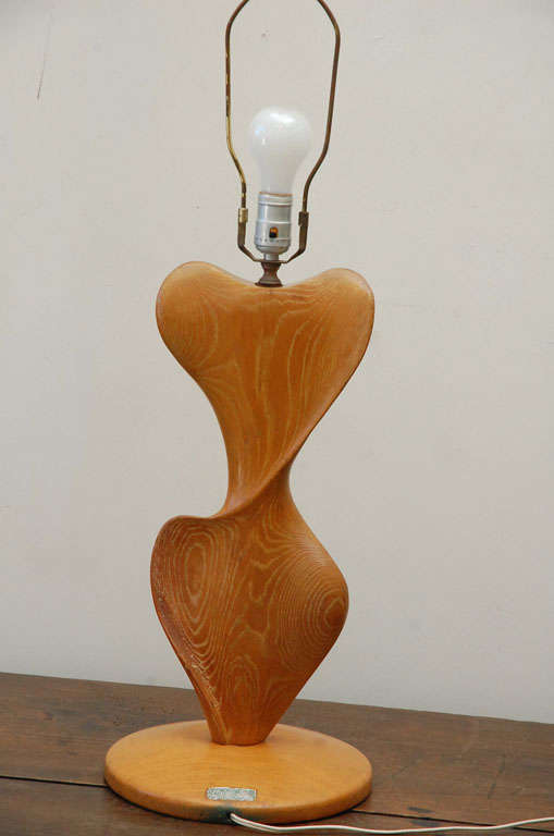 Beautiful Biomorphic Wooden Lamp For Sale 7