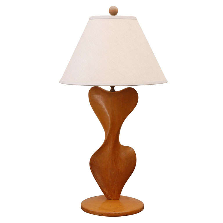Beautiful Biomorphic Wooden Lamp For Sale