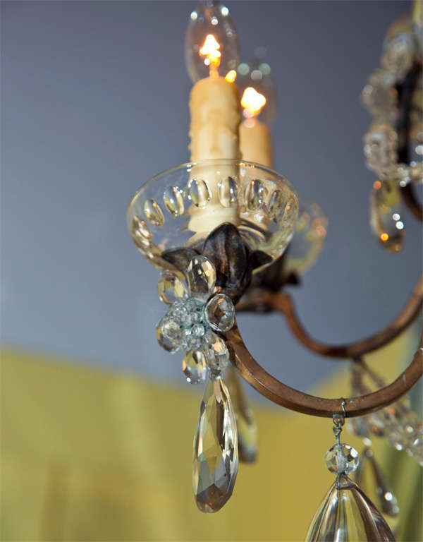 Lampadario in bronzo e cristallo In condizioni buone in vendita a Stamford, CT