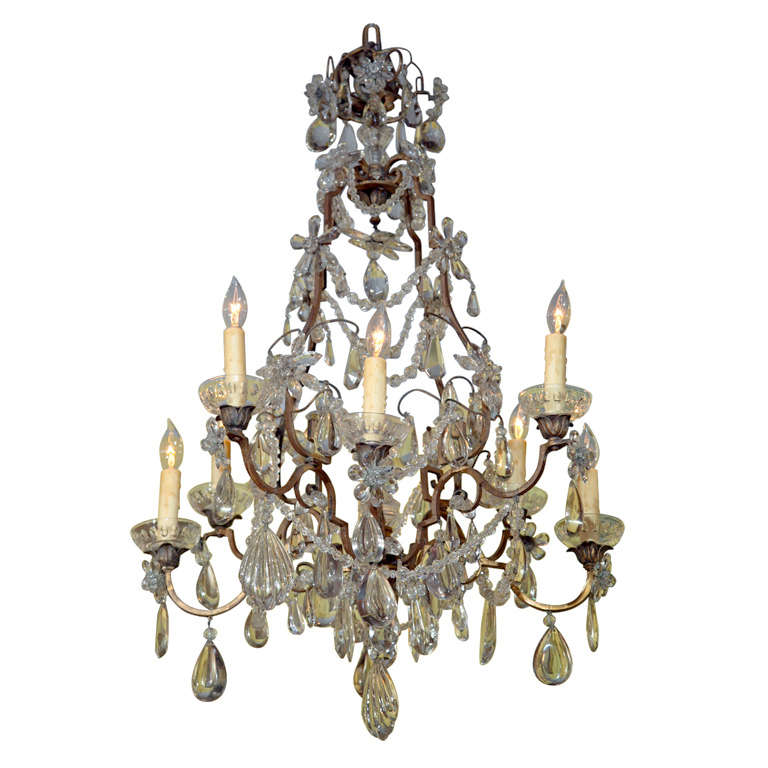 Lampadario in bronzo e cristallo