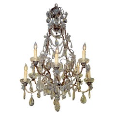 Antique Bronze and Crystal Chandelier