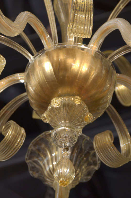 5 Arm Gold Murano Chandelier 5