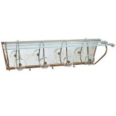 Vintage Italian Towel Rack in Brass and Glass
