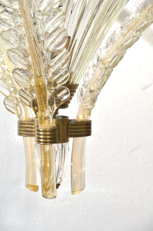 20th Century Clear and Gold Murano Lantern Attributed to Barovier For Sale