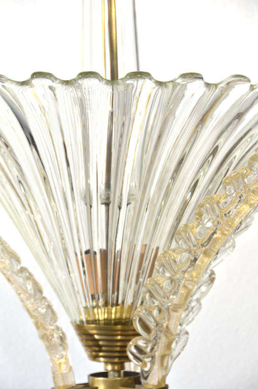 Clear and Gold Murano Lantern Attributed to Barovier For Sale 1
