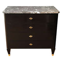Antique Late 19th C. 4 Drawer Ebonized Mahogany Commode