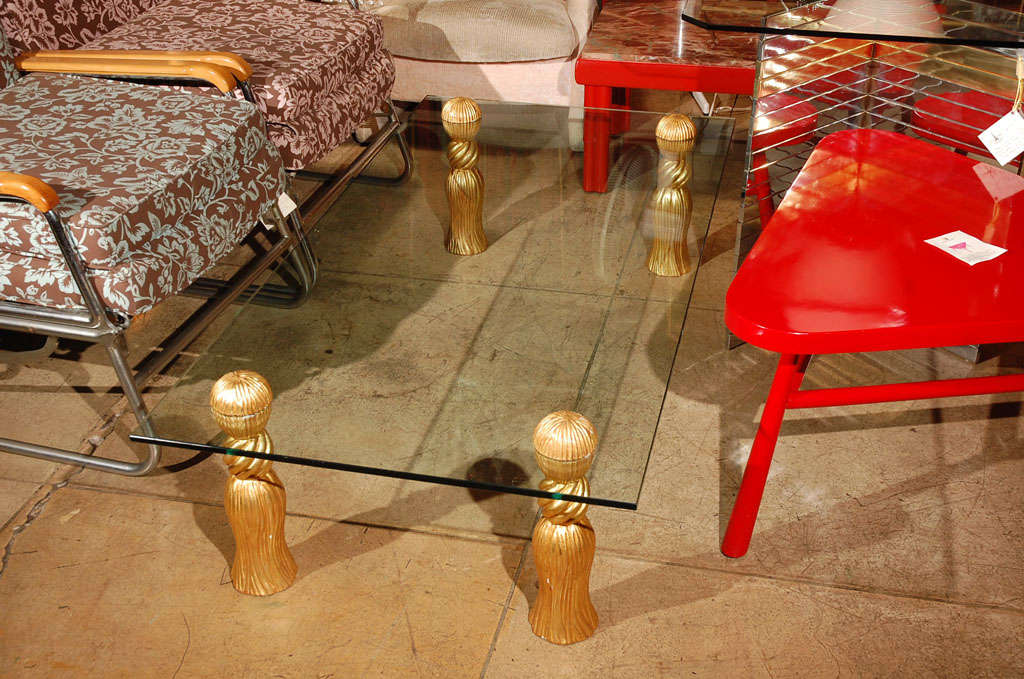 Cast aluminium with gold finish tassel coffee table by Phyllis Morris.