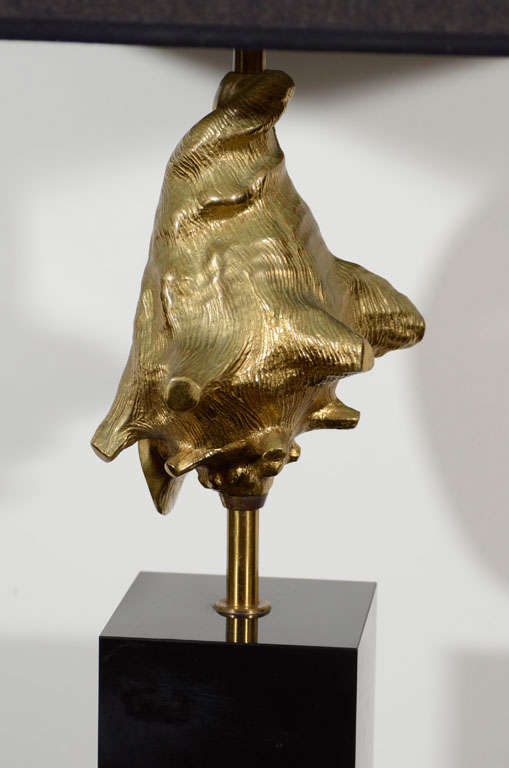 20th Century Gilt-Bronze Conch Shell Table Lamp by Maison Charles