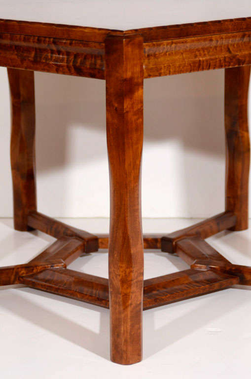 Lars Israël Wahlman, Carved Birchwood Pentagonal Coffee Table, Sweden, C. 1910 In Good Condition In New York, NY