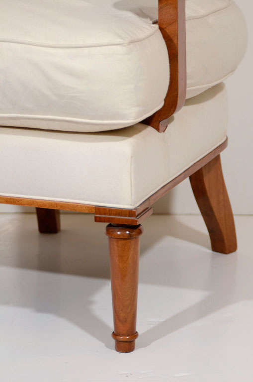 French Jules Leleu, Walnut Armchair, France, C. 1948 For Sale