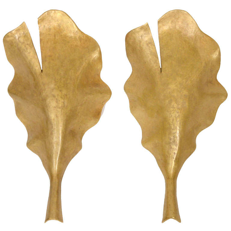 Marc Bankowsky, New Leaf, Paire d'appliques en bronze, France, 2007