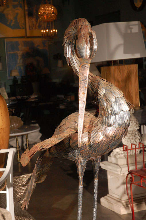Imposing Metal Heron Sculpture 3