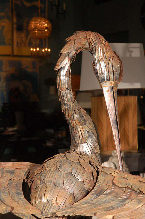 Imposing Metal Heron Sculpture 7