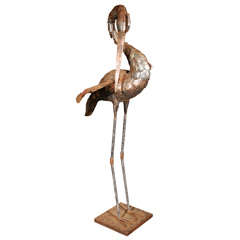 Imposing Metal Heron Sculpture