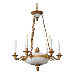 An Elegant French Empire Style White Opaline Chandelier