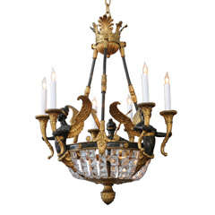 French Empire Style Patinated and Gilt Chandelier