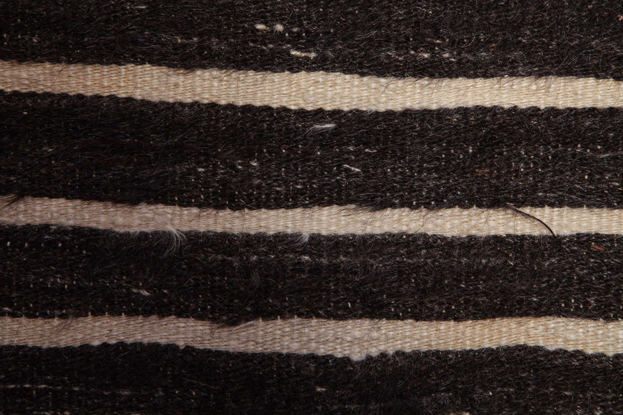 Turkish Vintage Anatolian Minimalist Angora Wool Flat-Weave Rug, 1930's