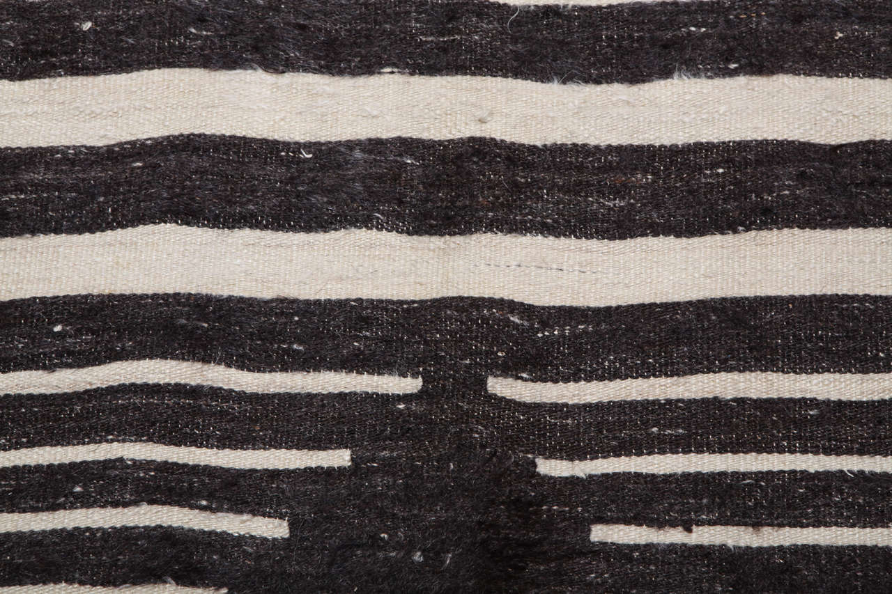 Mid-20th Century Vintage Anatolian Minimalist Angora Wool Flat-Weave Rug, 1930's