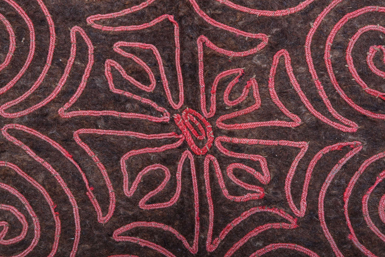 embroidered felt rug vintage