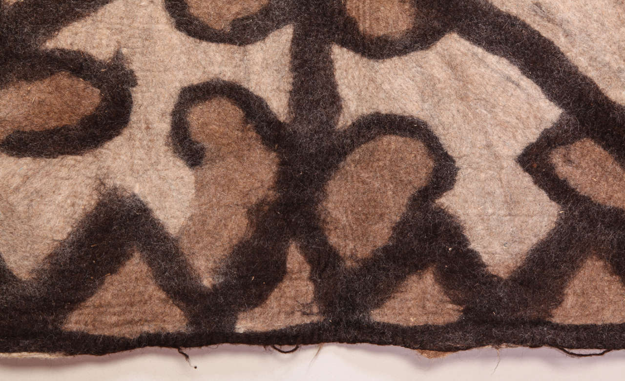 Hand-Crafted Vintage Primitive Tribal Anatolian Felt Rug