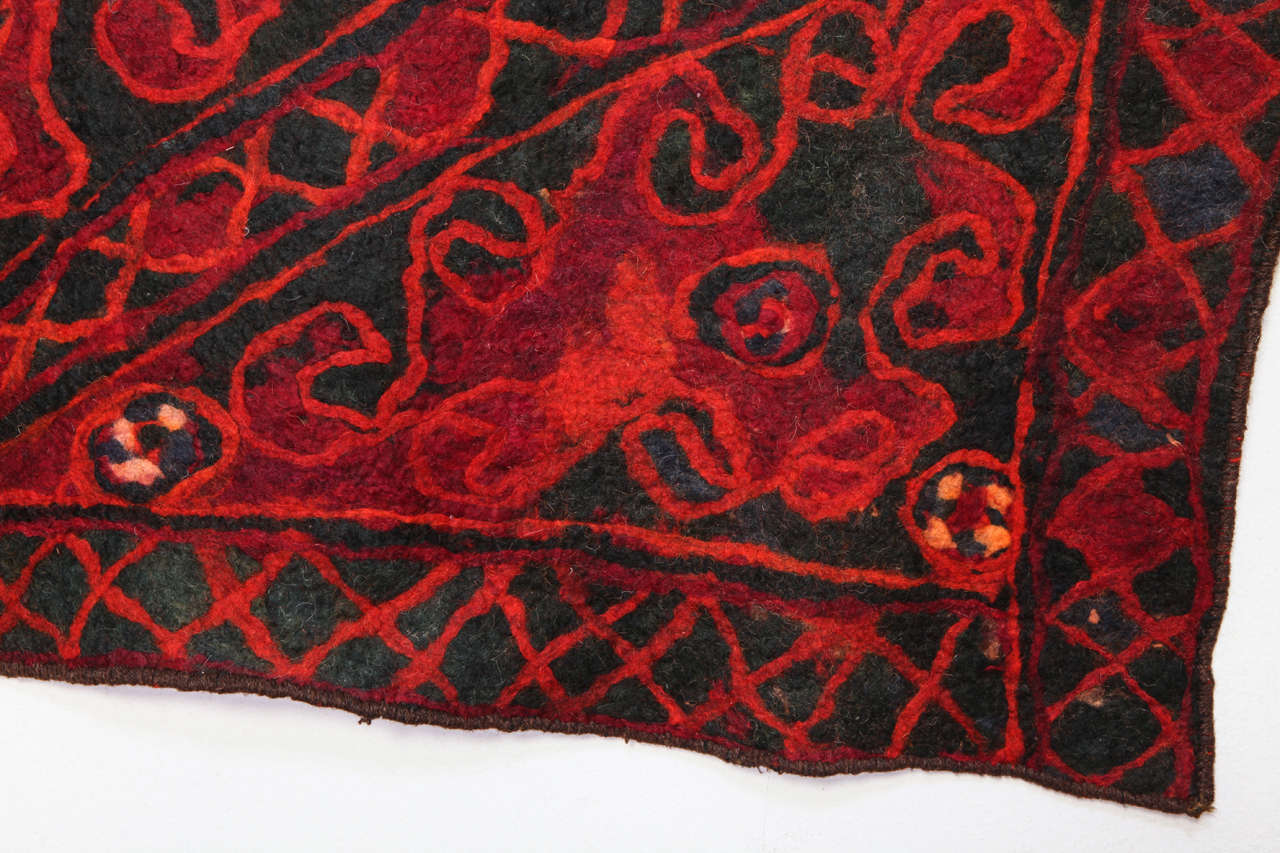 Uzbek Vintage Central Asian Felt Rug
