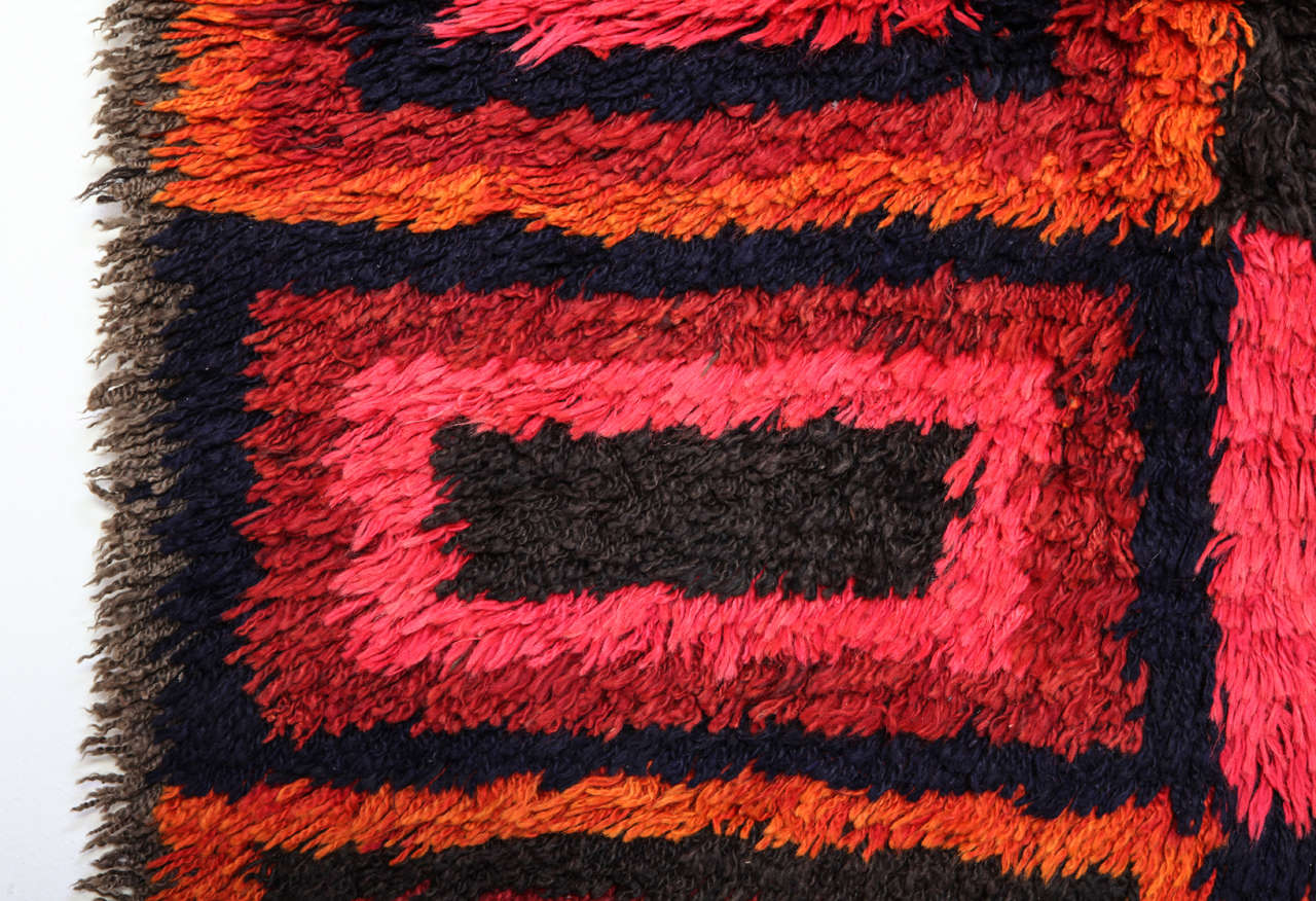 Vintage Kurdish Long Piled Tulu Rug 2